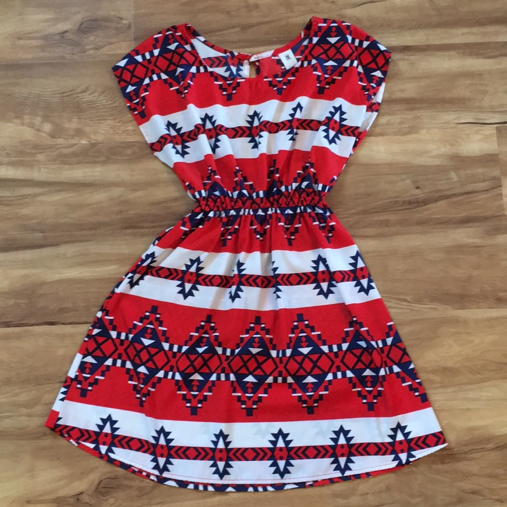 Tribal print flowy sundress with open back